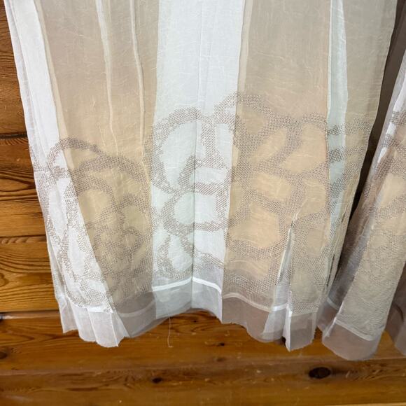 Komarov Cream Tan Sleeveless Satin Crinkle Tiered Beaded Ombre Midi Dress - Picture 3 of 9